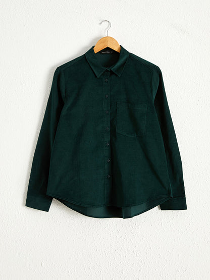 Cotton Velvet Shirt with Pocket Detail