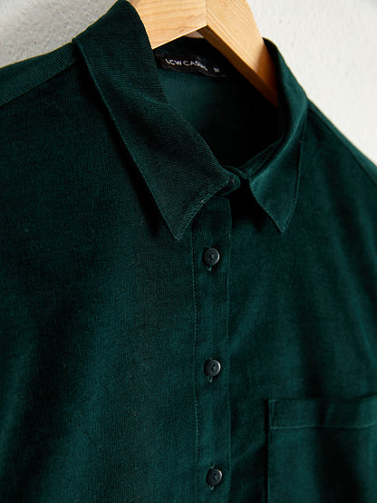 Cotton Velvet Shirt with Pocket Detail