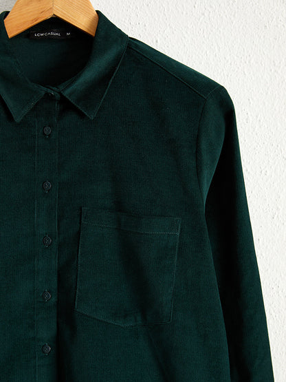 Cotton Velvet Shirt with Pocket Detail