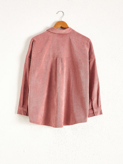 Shirt Collar Long Sleeve Velvet Women's Pocket Velvet Shirt