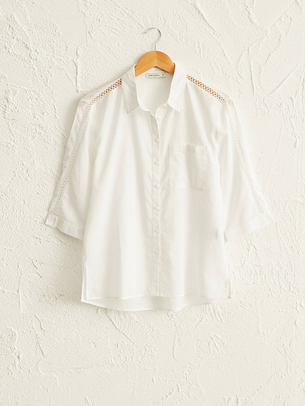 Pocket Detailed Voile Shirt