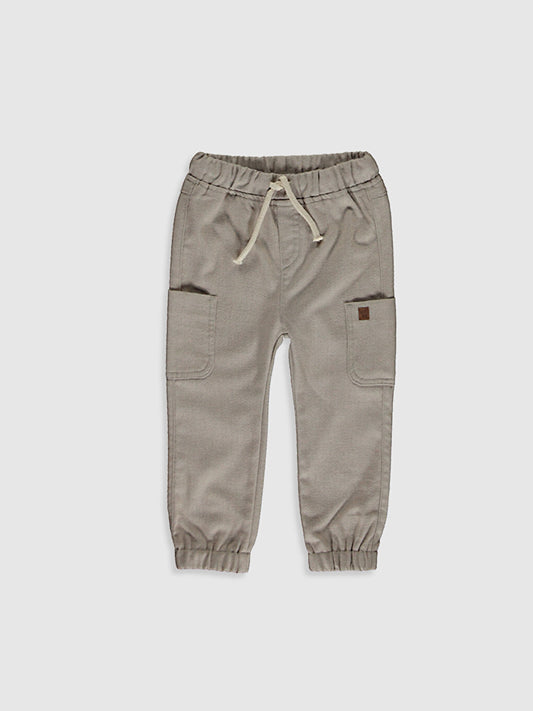 Gabardine Baby Boy Jogger Pants with Elastic Waist