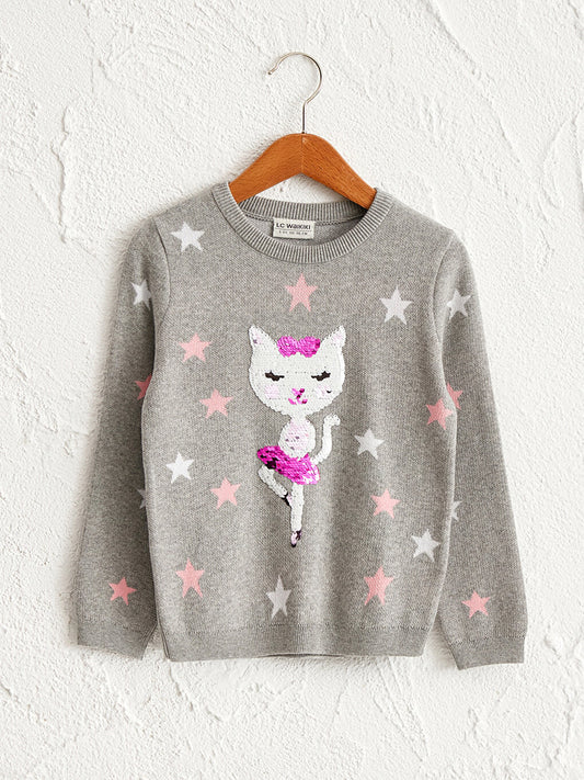 Girl's Reversible Sequined Fine Knitwear Sweater