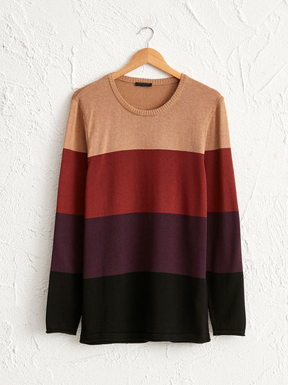 Color Blocked Crew Neck Knitwear Sweater