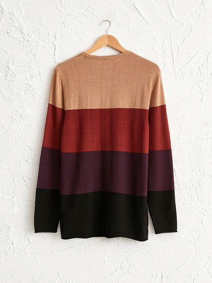 Color Blocked Crew Neck Knitwear Sweater