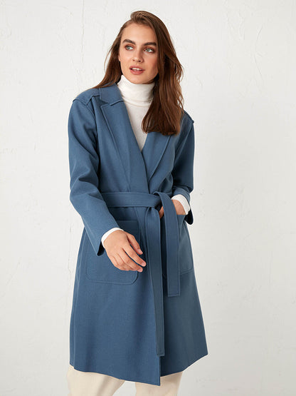 Shawl Collar Long Sleeve Women's Belted Cashmere Coat