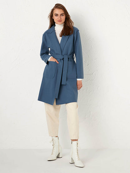 Shawl Collar Long Sleeve Women's Belted Cashmere Coat