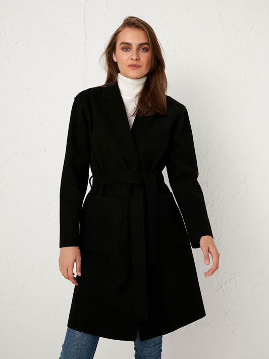 Shawl Collar Long Sleeve Women's Belted Cashmere Coat