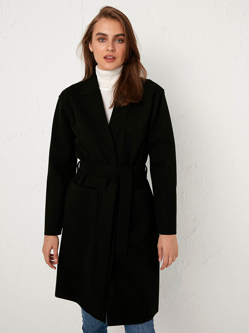 Shawl Collar Long Sleeve Women's Belted Cashmere Coat