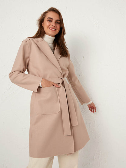 Shawl Collar Long Sleeve Women's Belted Cashmere Coat