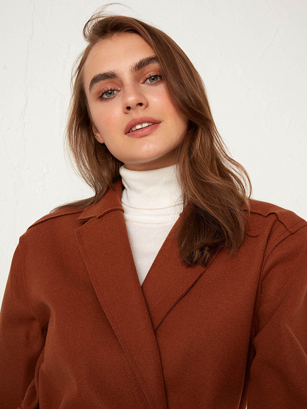 Shawl Collar Long Sleeve Women's Belted Cashmere Coat