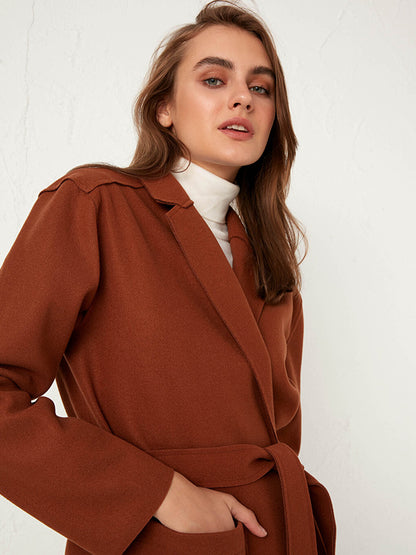 Shawl Collar Long Sleeve Women's Belted Cashmere Coat