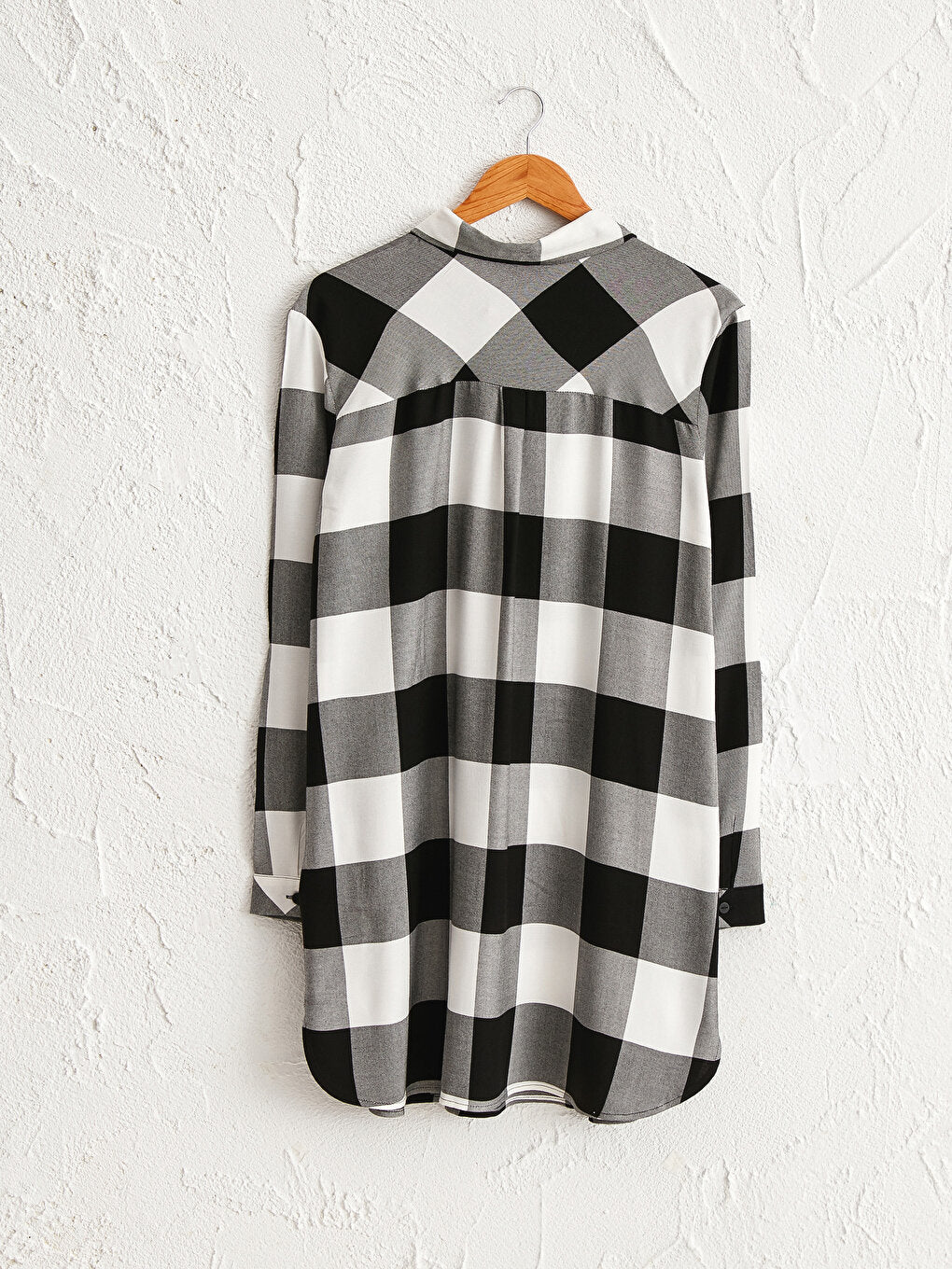 Plaid Long Sleeve Gabardine Women's Shirt Tunic