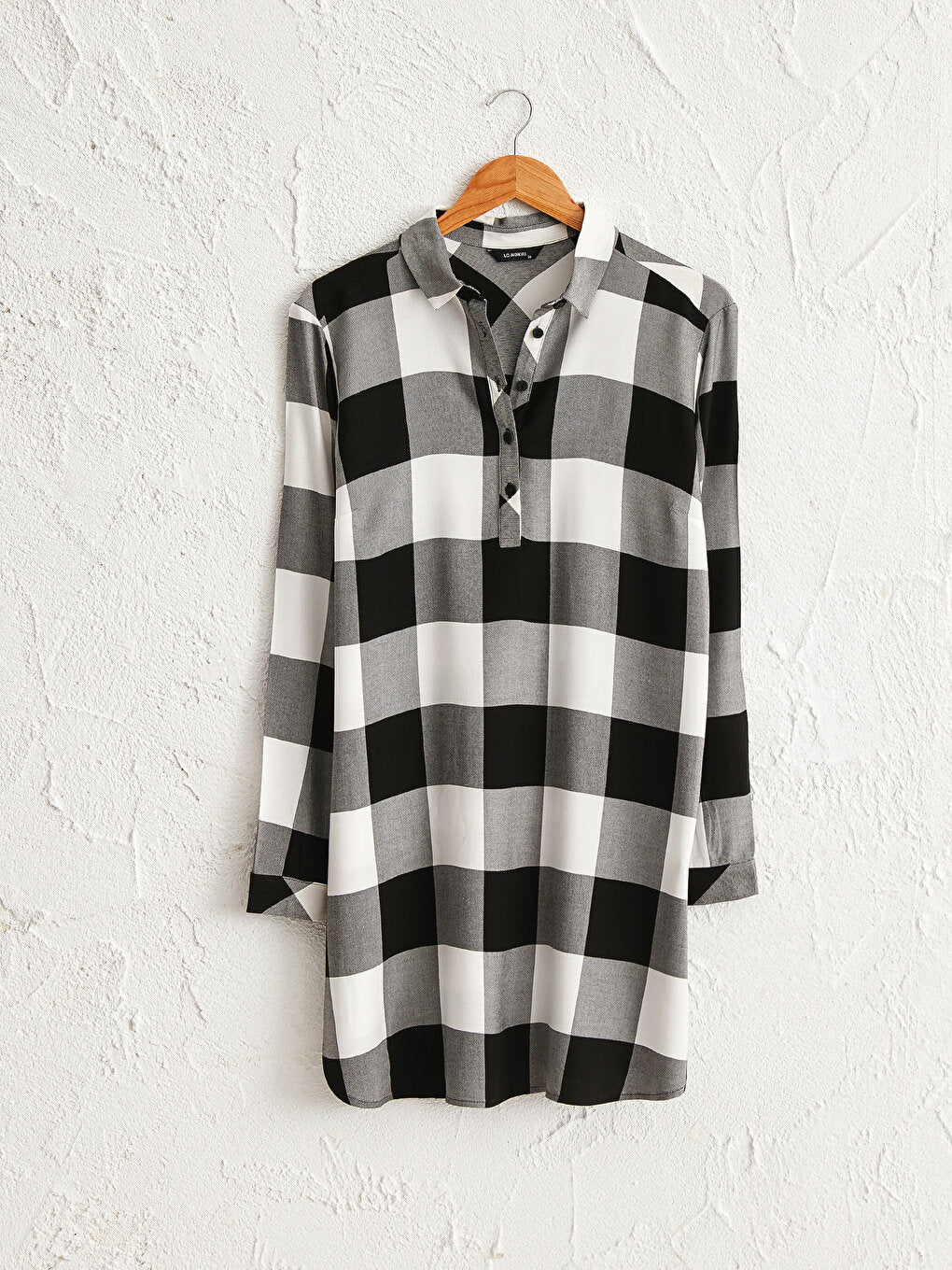 Plaid Long Sleeve Gabardine Women's Shirt Tunic