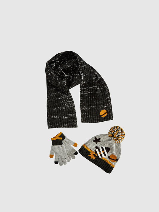 Boy's Beret, Scarf and Gloves