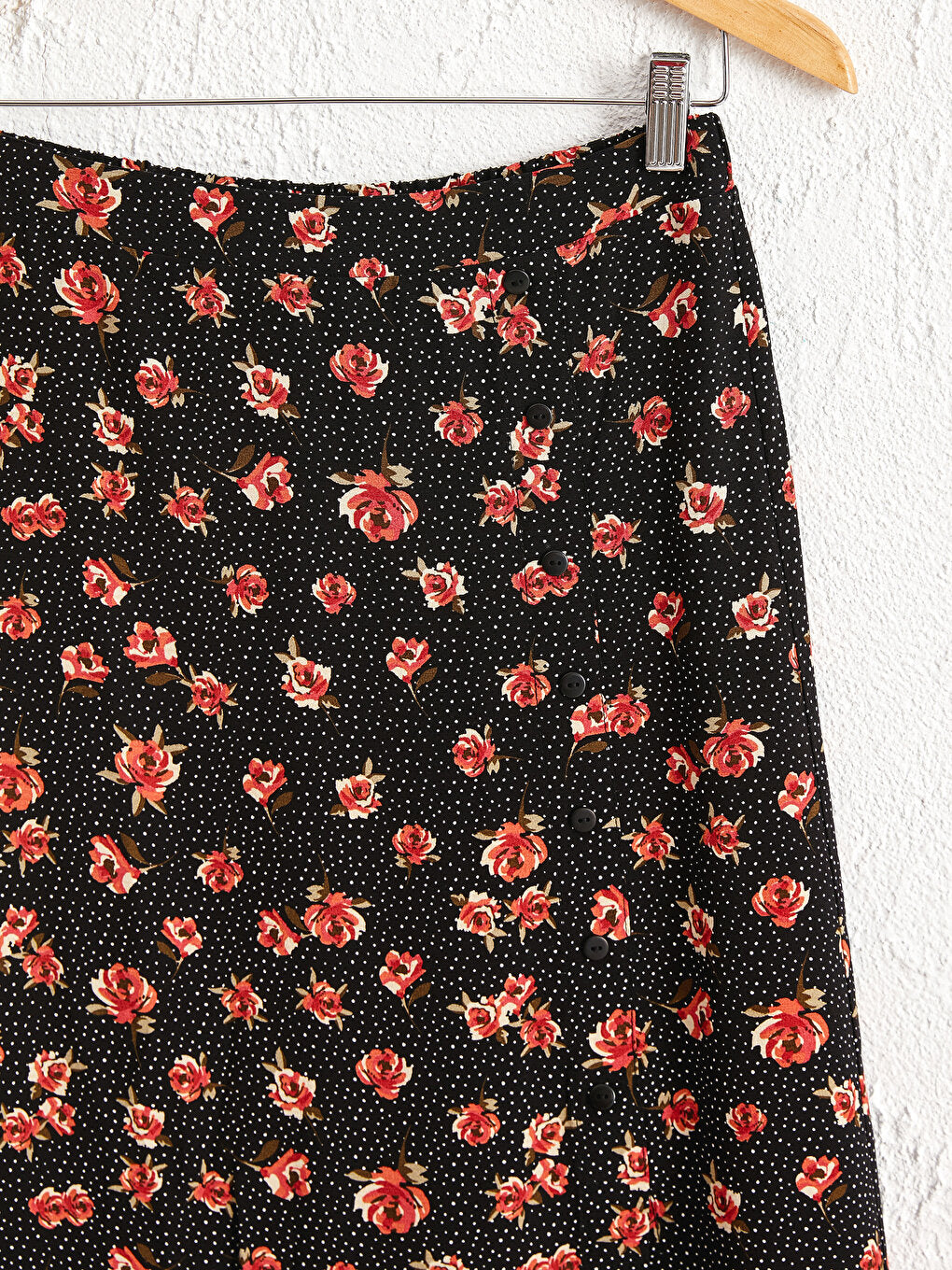 Floral Patterned Viscose Flared Skirt