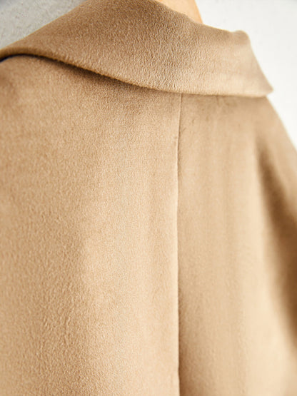 Women's Jacket Collar Plain Cashmere Coat