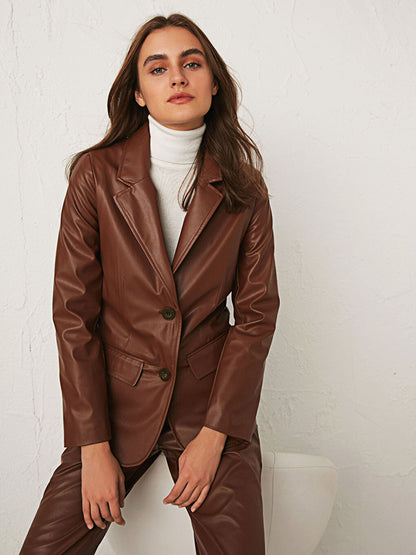 Leather Look Blazer Jacket