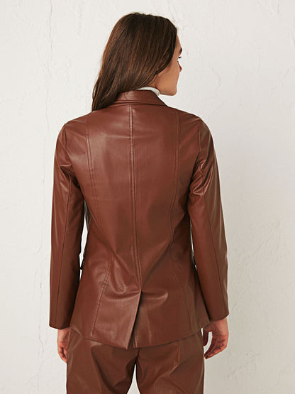 Leather Look Blazer Jacket