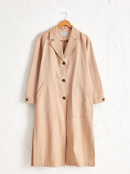 Jacket Collar Plain Long Sleeve Women's Trench Coat