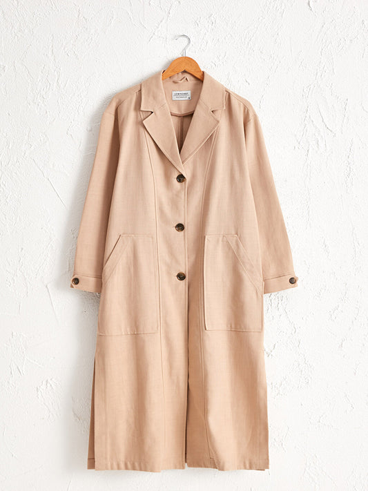 Jacket Collar Plain Long Sleeve Women's Trench Coat