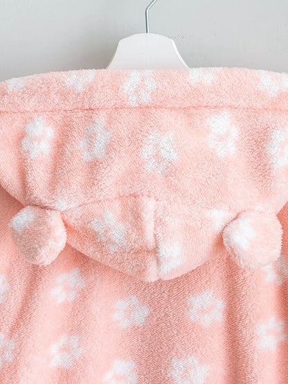 Hooded Plush Dressing Gown