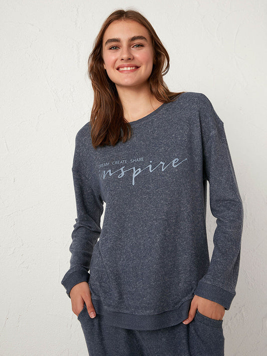 Sparkly Text Printed Pajama Top