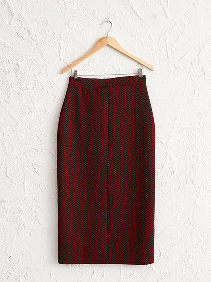 Self Patterned Long Pencil Skirt