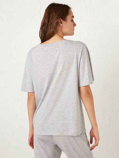 Plain Basic Pajama Top Made of Modal Blend Fabric