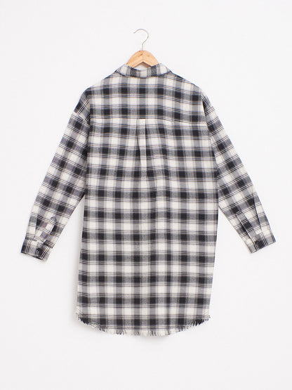 Plaid Long Sleeve Poplin Women's Shirt Tunic