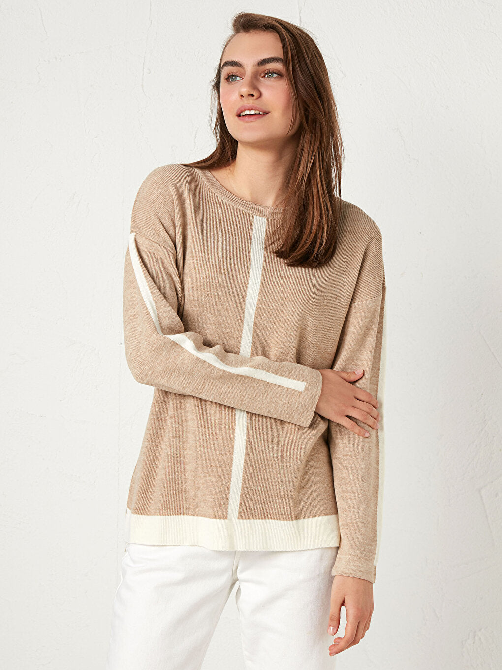 Crew Neck Acrylic Knitwear Sweater