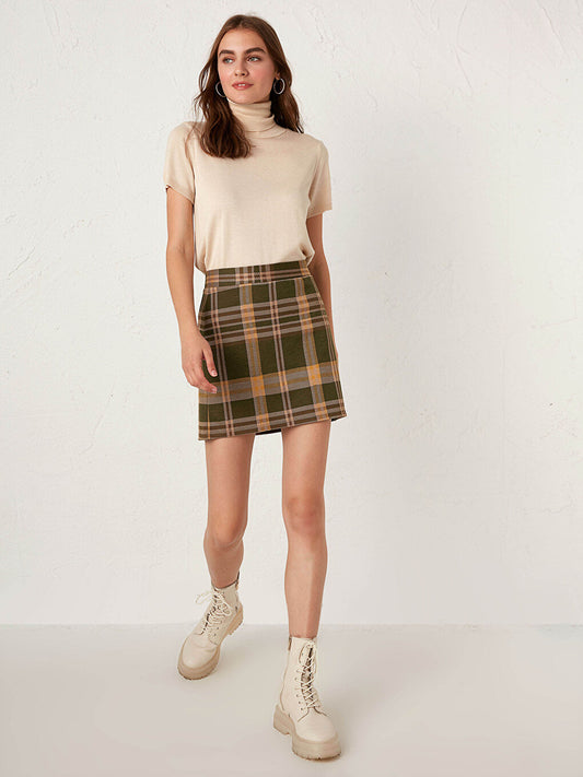 Tight Fit Plaid Women's Mini Skirt