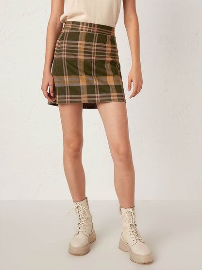 Tight Fit Plaid Women's Mini Skirt