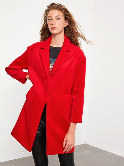 Women's Jacket Collar Plain Cashmere Coat