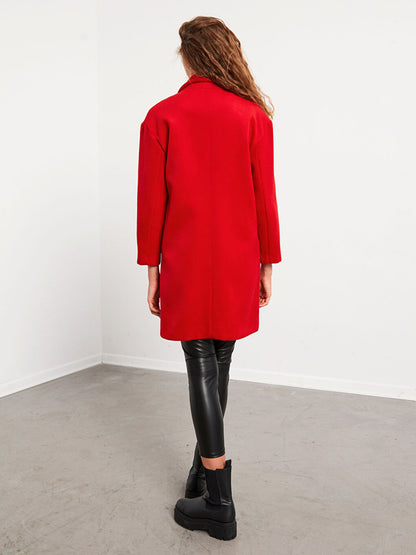 Women's Jacket Collar Plain Cashmere Coat