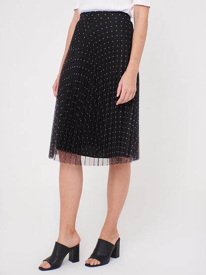 Polka Dot Pleated Chiffon Skirt