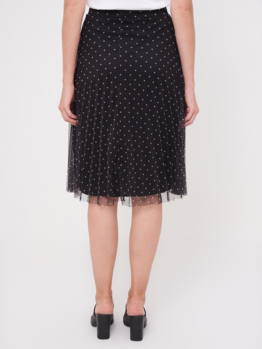 Polka Dot Pleated Chiffon Skirt