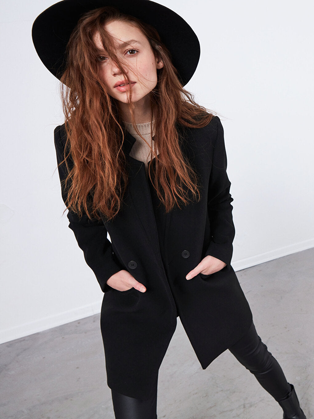 High Collar Thick Cashmere Coat