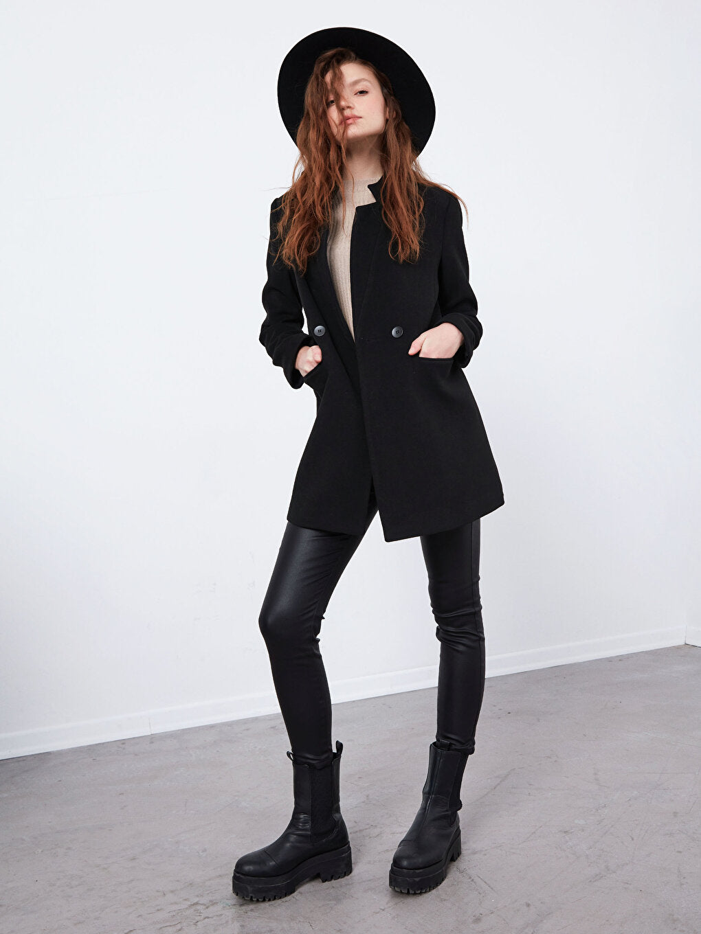 High Collar Thick Cashmere Coat