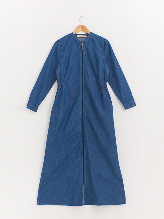 Zippered Long Jean Dress