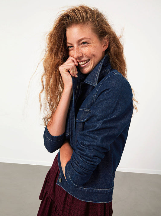 Shirt Collar Plain Long Sleeve Women's Jean Jacket