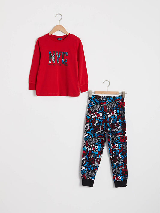 Boy's Printed Cotton Pajama Set