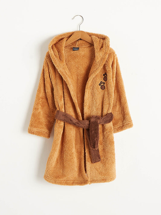 Boy's Hooded Plush Dressing Gown