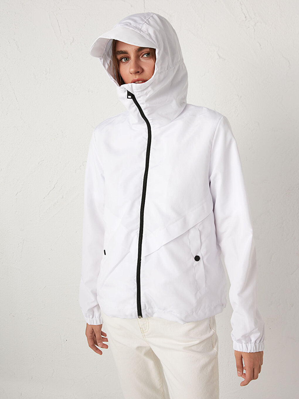 Thin Raincoat with Visor