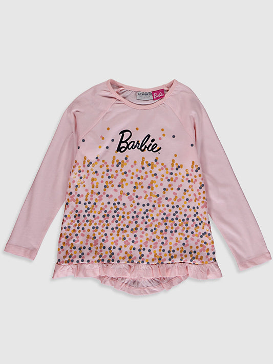 Girl's Barbie Printed Cotton T-Shirt