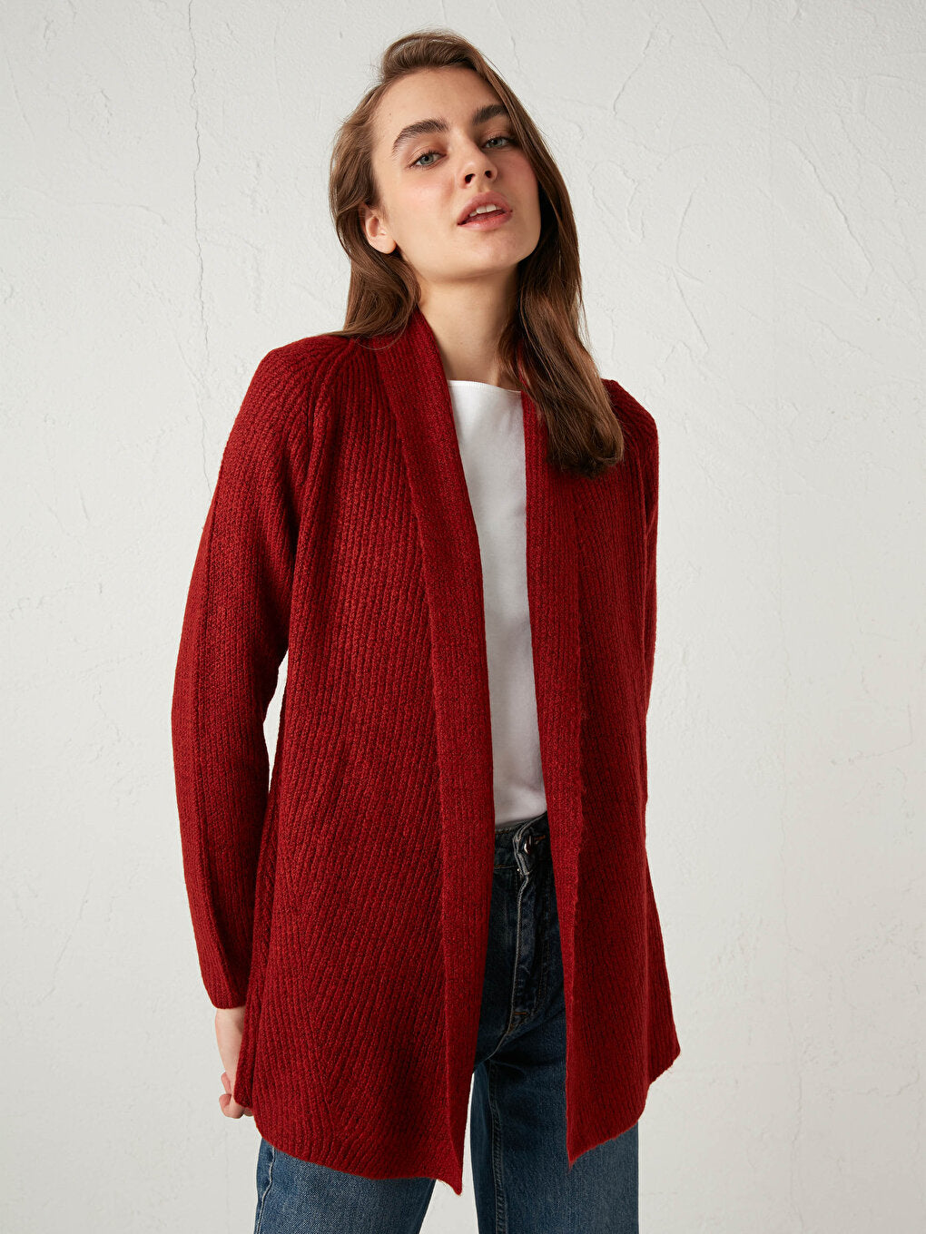 V-Neck Long Sleeve Women's Thick Knitwear Cardigan