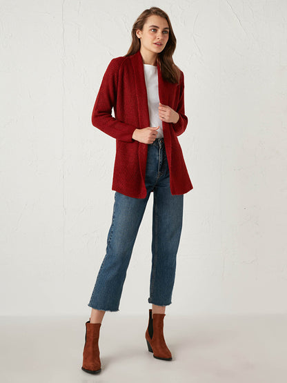 V-Neck Long Sleeve Women's Thick Knitwear Cardigan