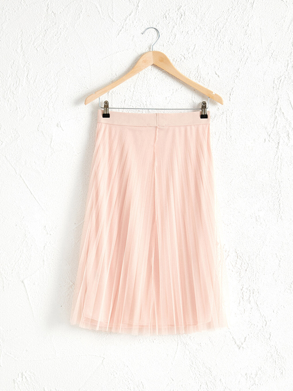 Pleated Tulle Skirt with Elastic Waist