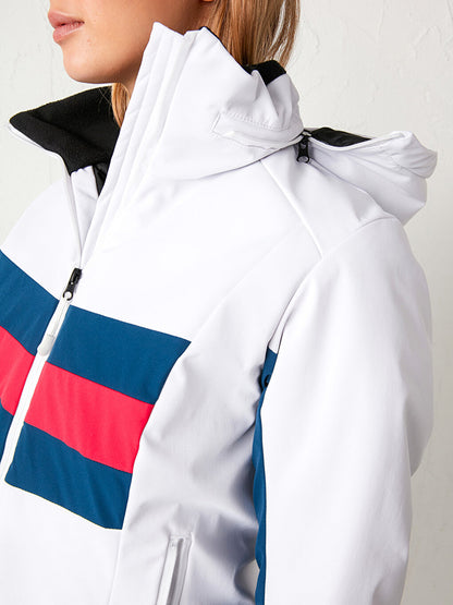 Thick Color Block Hooded Ski Jacket