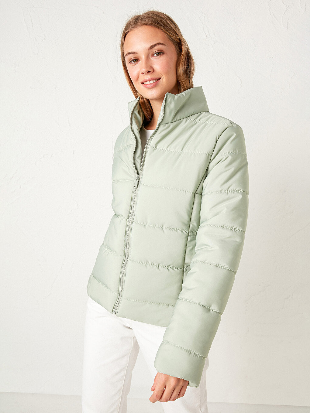 High Collar Long Sleeve Women's Puffer Coat